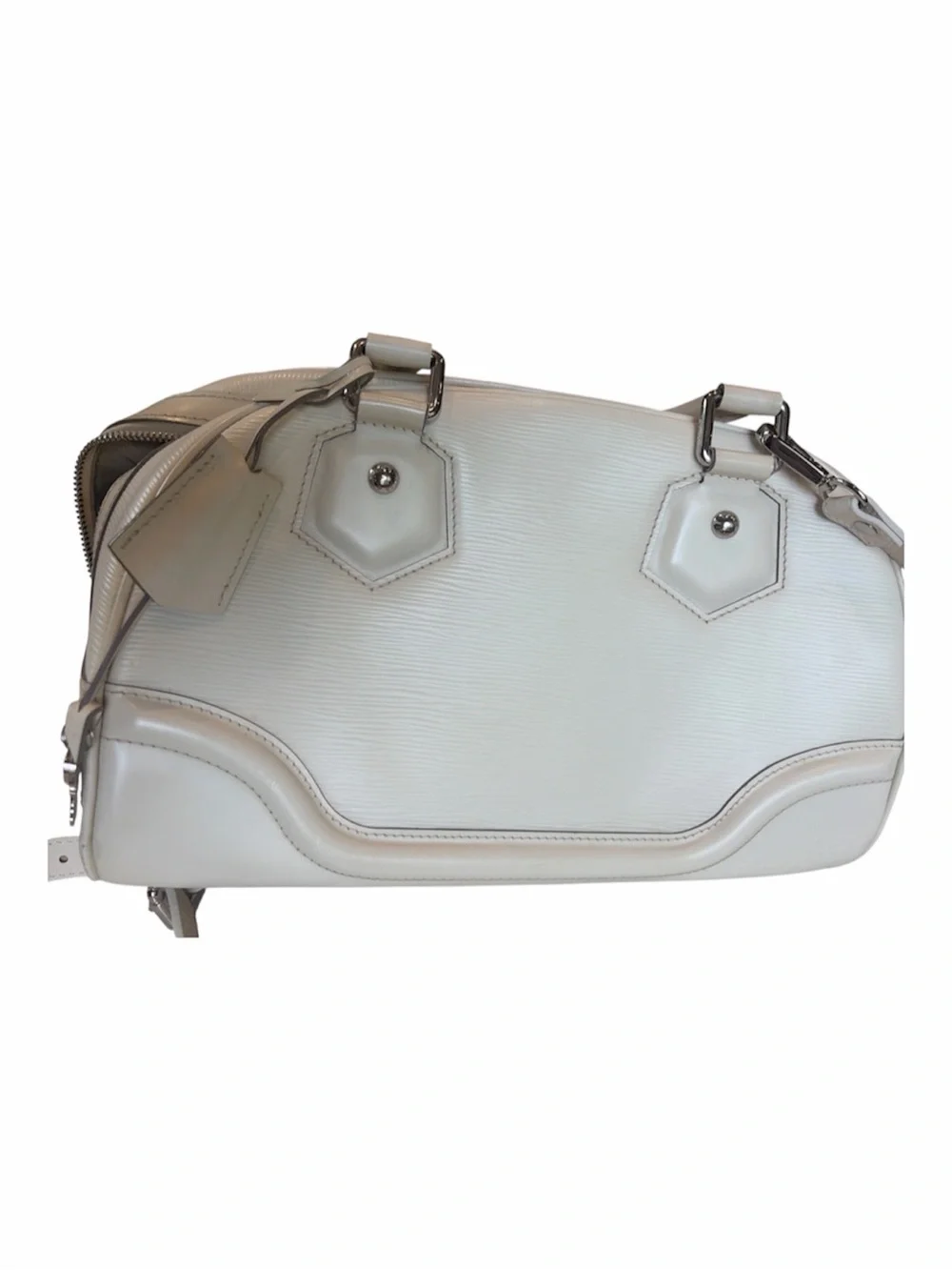 Louis Vuitton Bowling Montaigne PM, ivory, epi leather, handbag crossbody